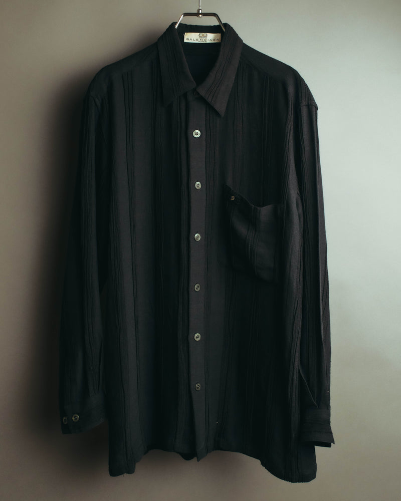 "BALENCIAGA" 80's-90's Textured linen blend shirt