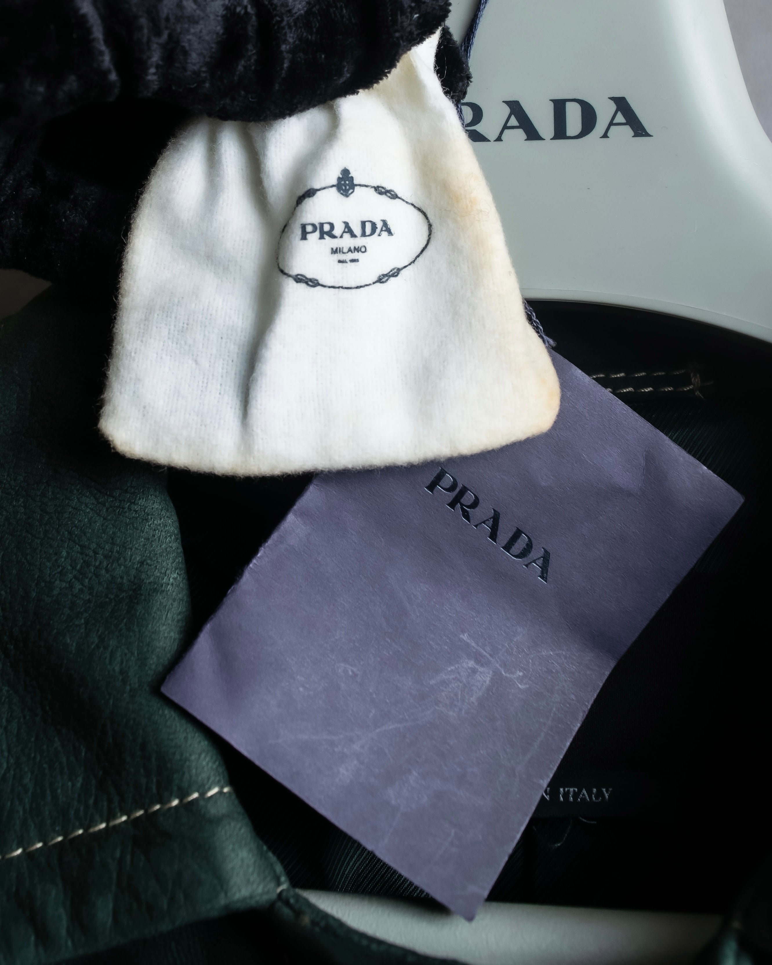 "PRADA" Stitching design suede belted coat