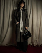 "tricot COMME des GARCONS" Leather collar design houndstooth pattern oversized long coat