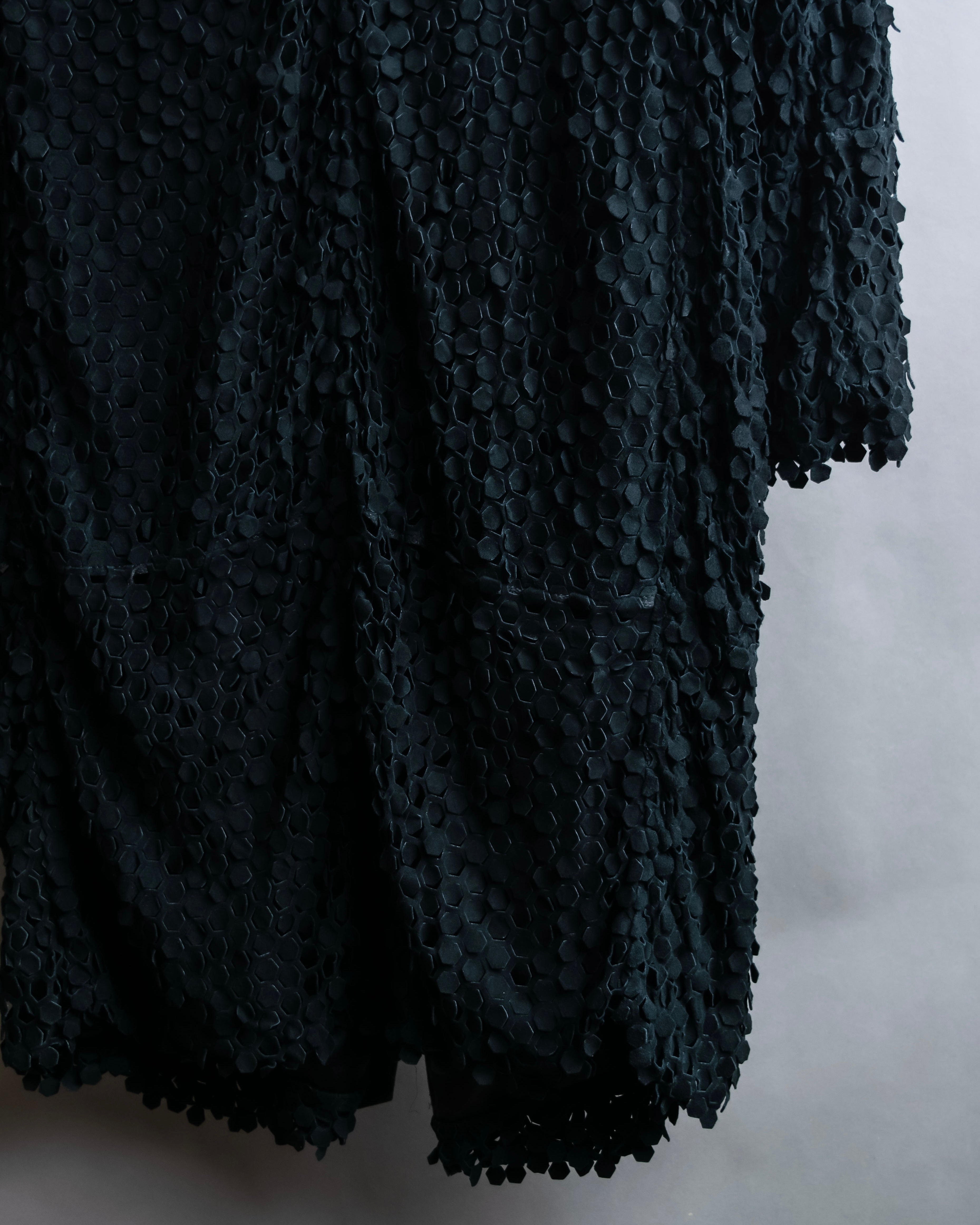 "HERNO" Laser cutwork design structured black dress