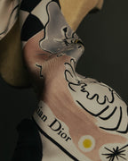 "Christian Dior" 2010's Modern surrealist trump print silk scarf