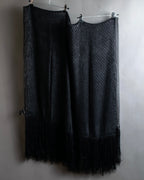 "GIORGIO ARMANI" Waffle low gauge knit fringe design stole