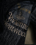 "Vivienne Westwood" Multi-layered check pattern fringe design muffler