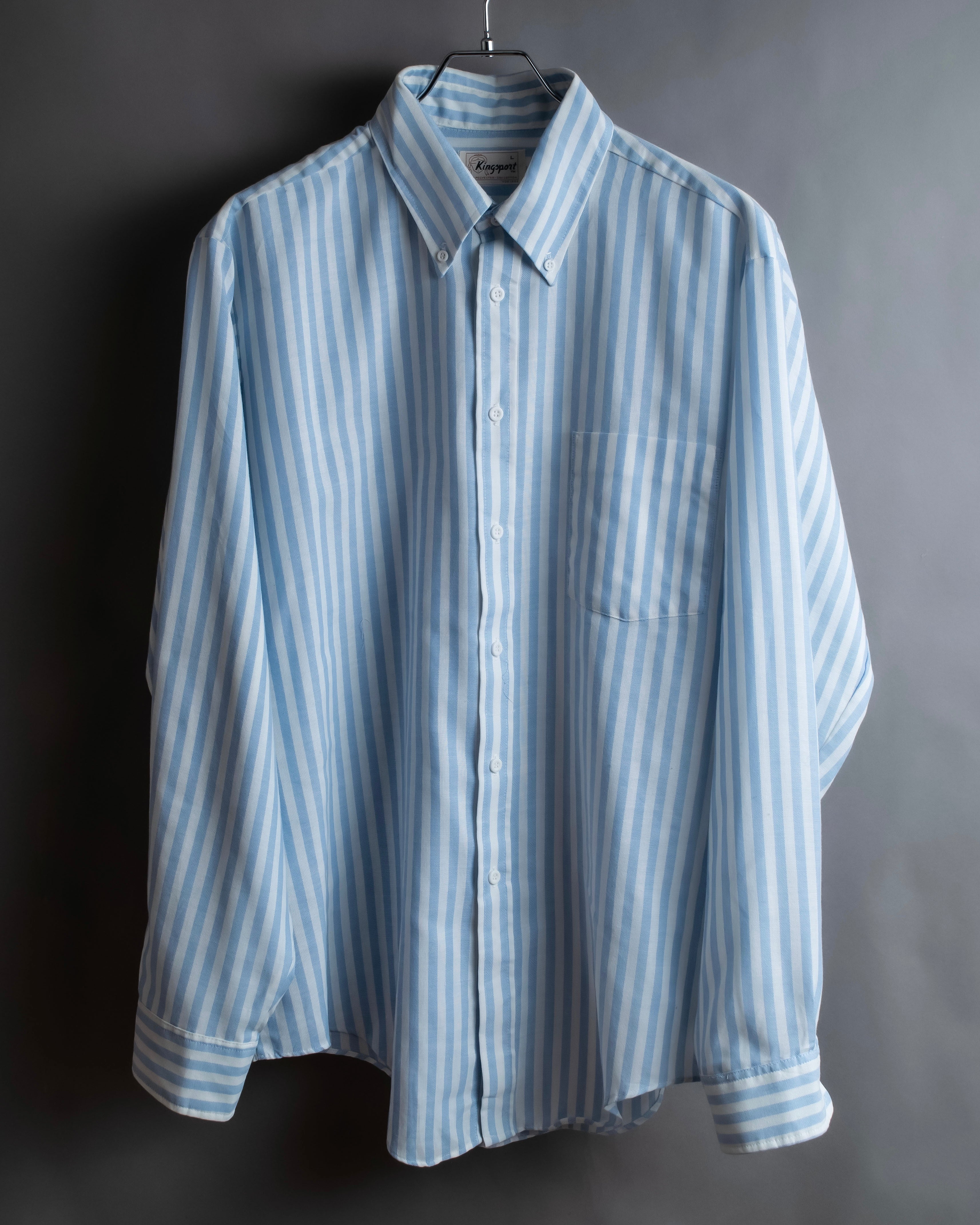 "Vintage light blue striped button-down shirt"