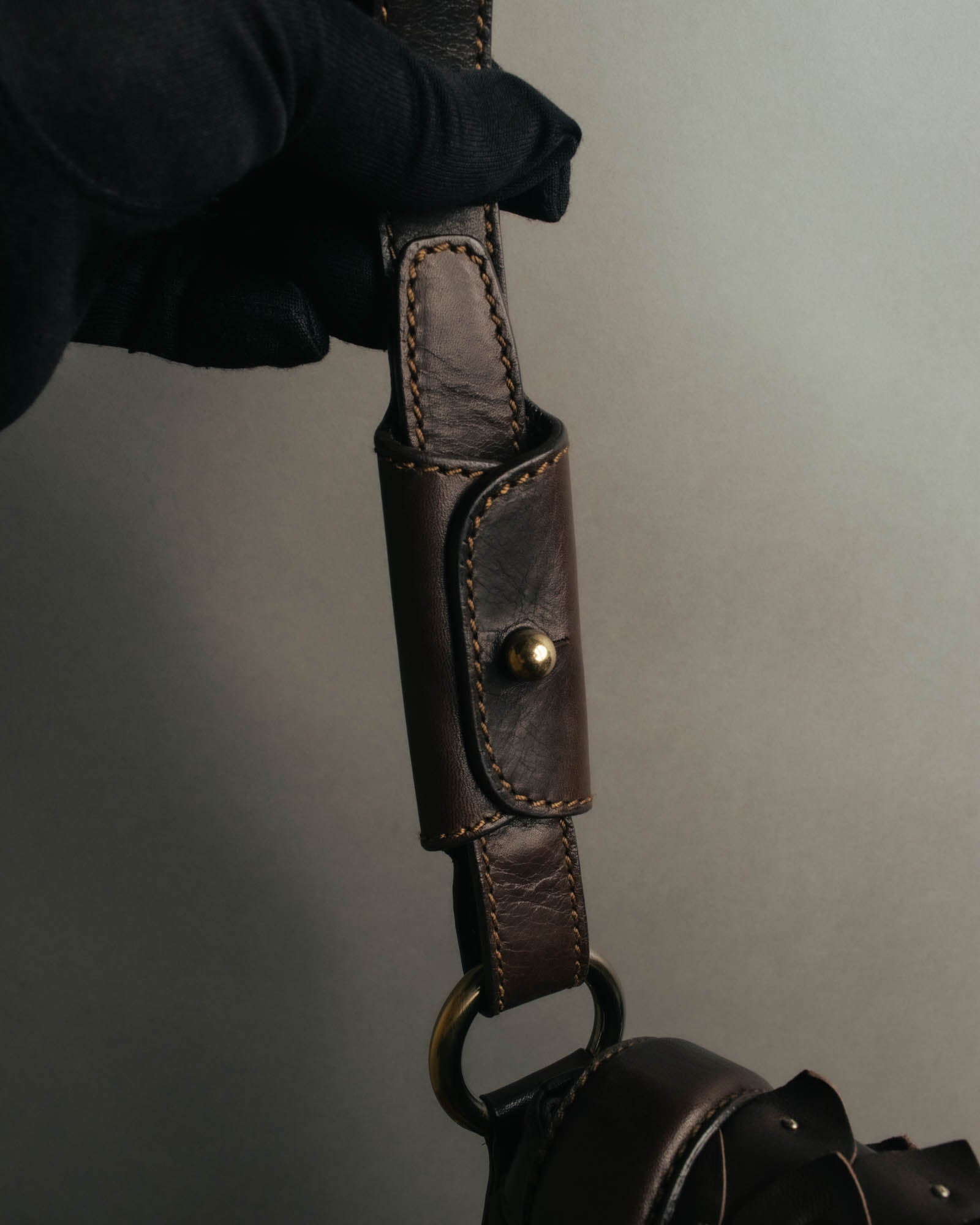 -SPECIAL- “Salvatore Ferragamo” 00’s-10’s Leather scale appliqué gancini shoulder bag