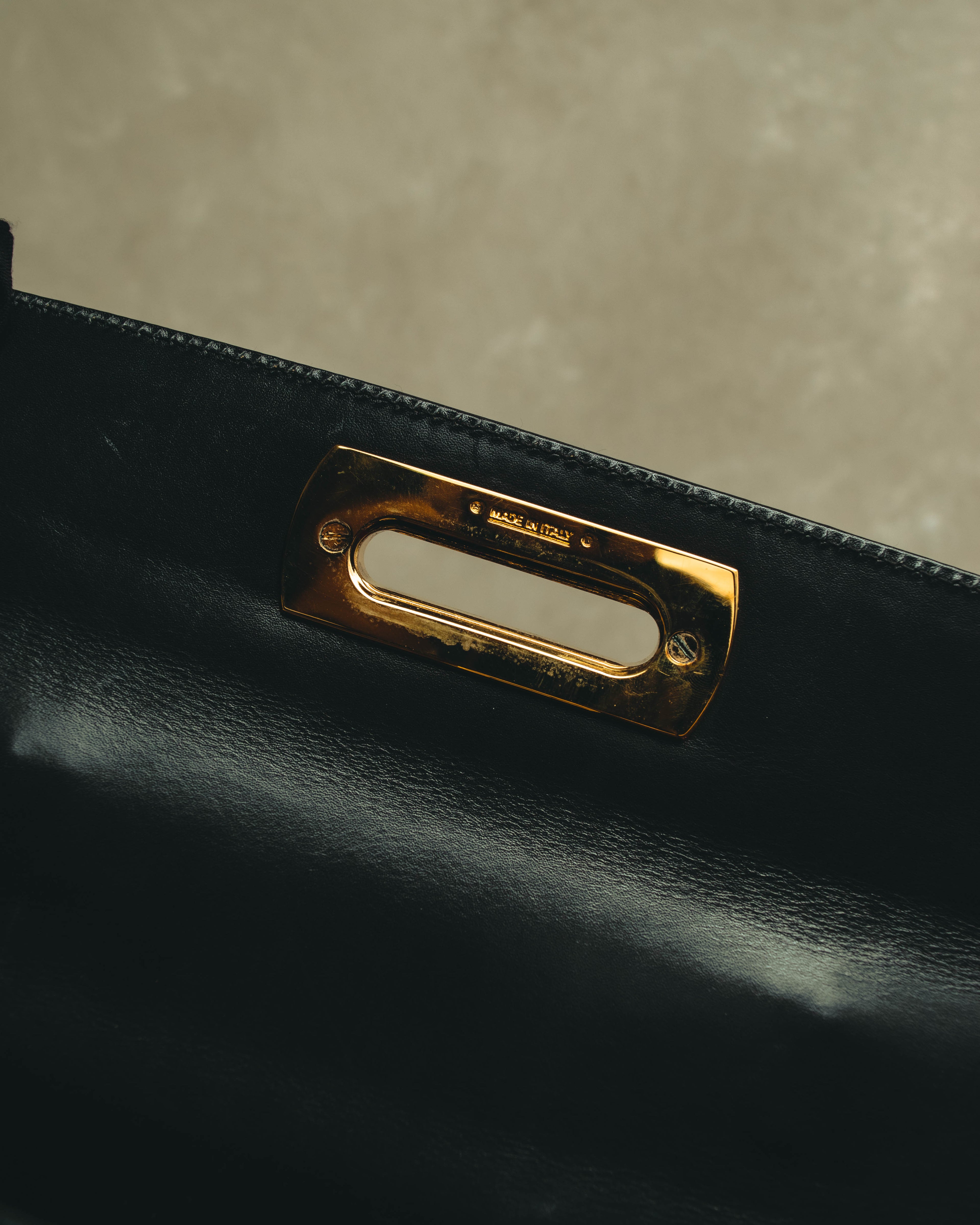 "Salvatore Ferragamo" 80's-90's Structured leather top handle bag