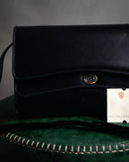 "GUCCI" 70’s-80’s Crest logo leather shoulder bag