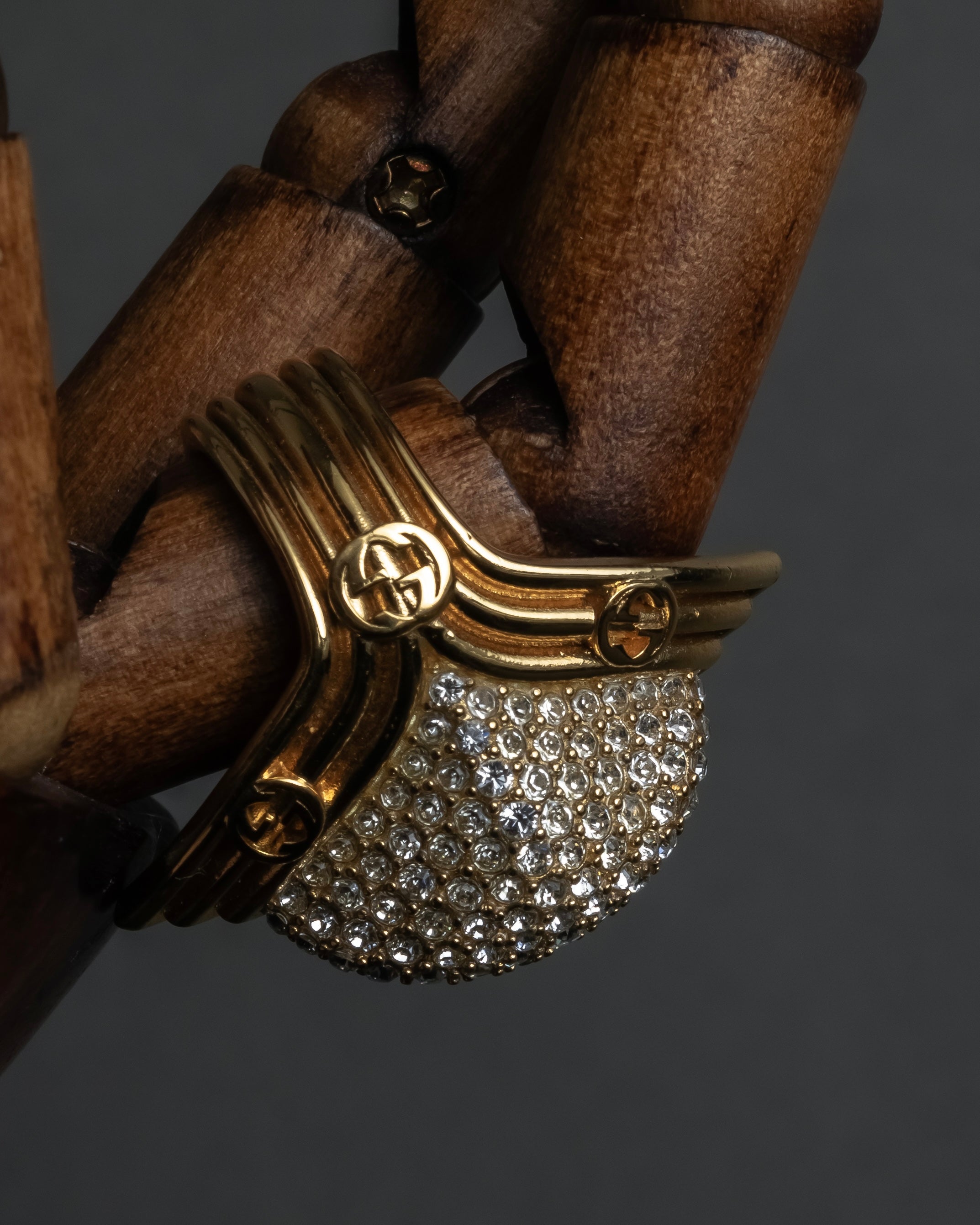 "GUCCI" Interlocking G rhinestone design dome-shaped ring