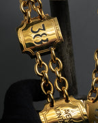 "CELINE" AVENUE MONTAIGNE 38 design gold necklace & belt