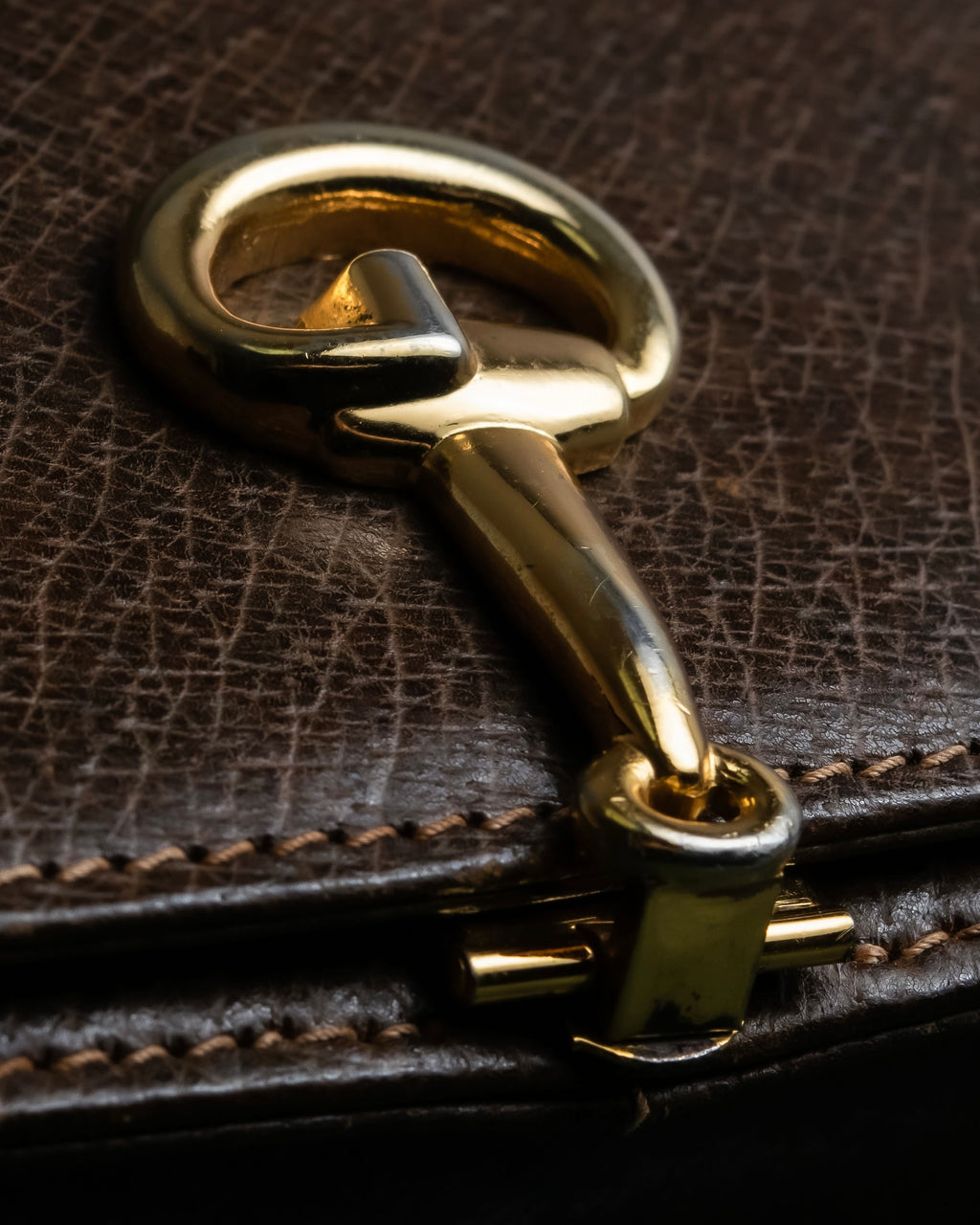 "GUCCI" Vintage horsebit motif leather shoulder bag