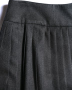 Christian Dior (SAMPLE)/ Archived Pure Wool Luxury Long Pleats Skirt Gray