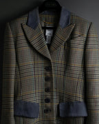 "CELINE" 90’s–00’s checked velvet collar coat