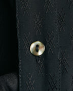 "Jean Paul Gaultier Classique" 90's Geometric jacquard total-pattern shirt with shell buttons