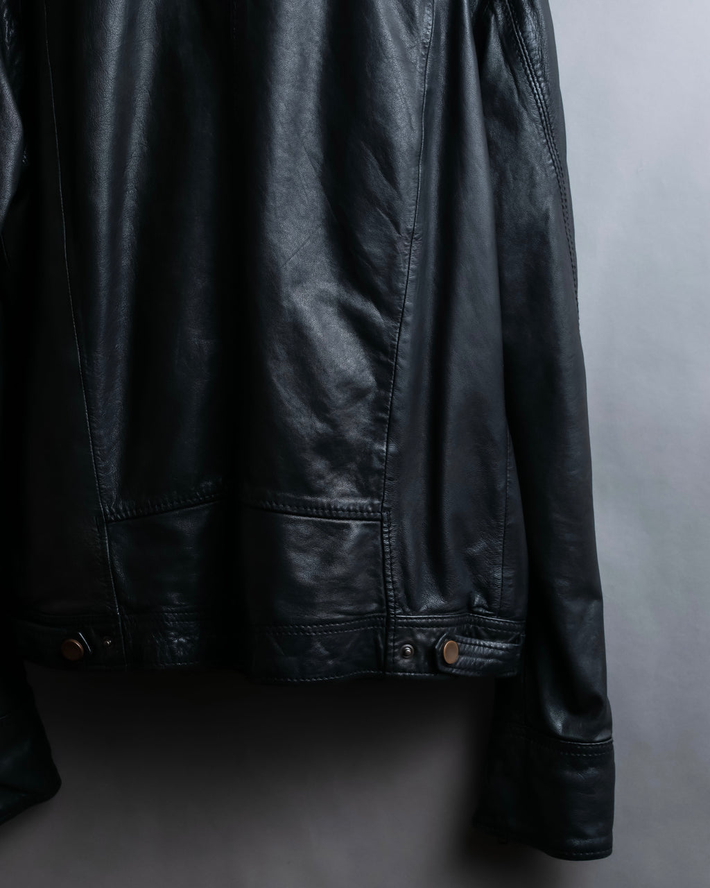 "DIESEL" Oversized stand collar lamb leather jacket