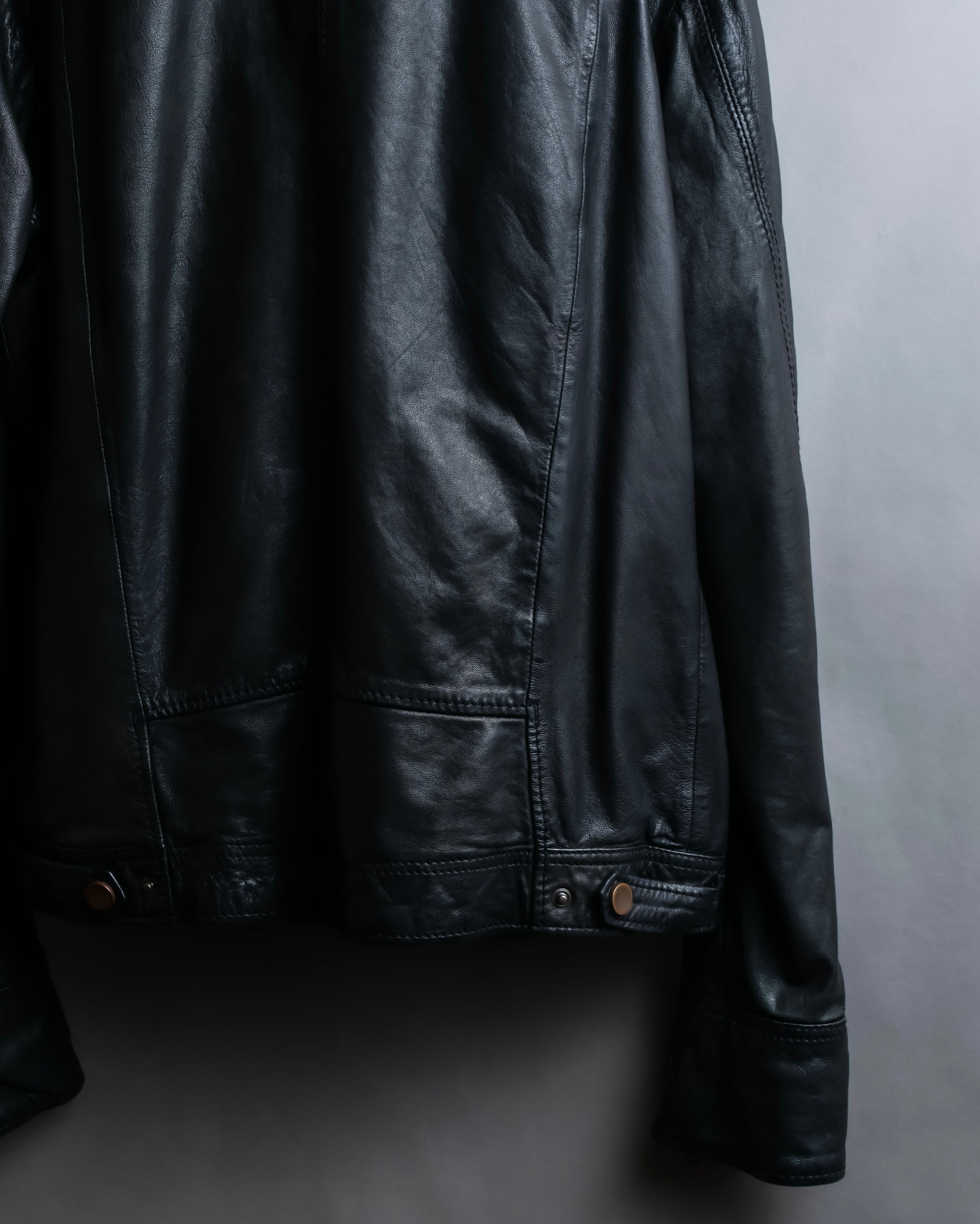 "DIESEL" Oversized stand collar lamb leather jacket