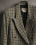 "GUCCI" 80's-early 90's Checked wool cashmere double-breasted jacket