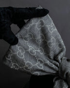 "GUCCI" GGpattern silk blend fringe stole