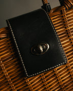 “BURBERRY BLUE LABEL” 00’s Rattan check lining basket bag