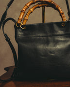 –SPECIAL– “JIL SANDER” 20’s Bamboo handle grained leather shopper bag