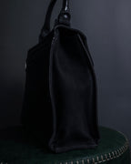 "JEAN PAUL GAULTIER" Front clasp design suede leather hand bag