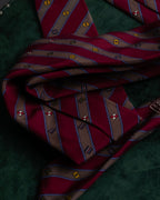 "GUCCI" Burgundy color diagonal stripe silk neck tie