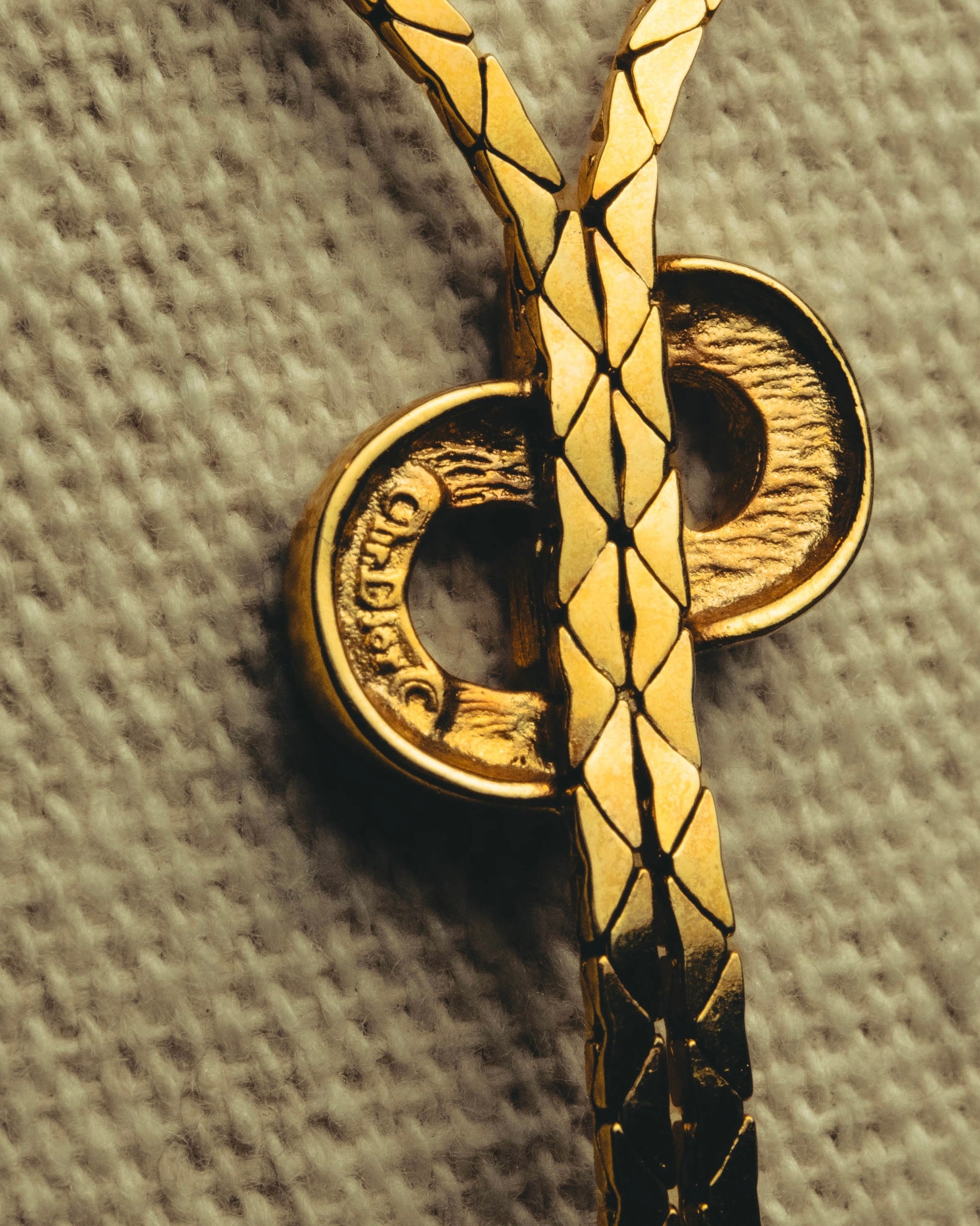 "Christian Dior" 80's-90's Gold tone rhinestone cd lariat necklace