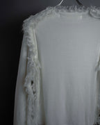 "COMME des GARCONS" 18AW layered mesh design fringe thick knit