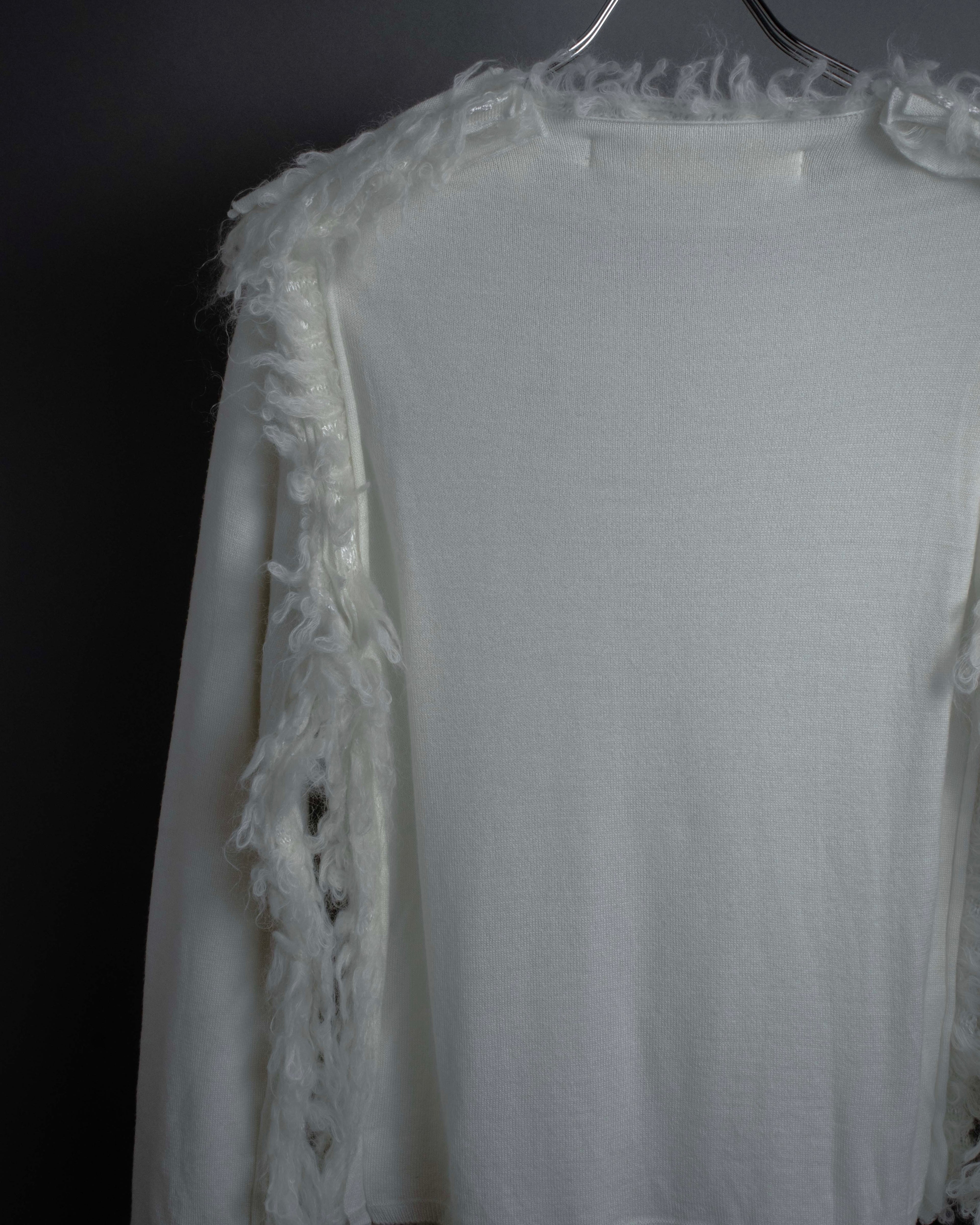 "COMME des GARCONS" 18AW layered mesh design fringe thick knit