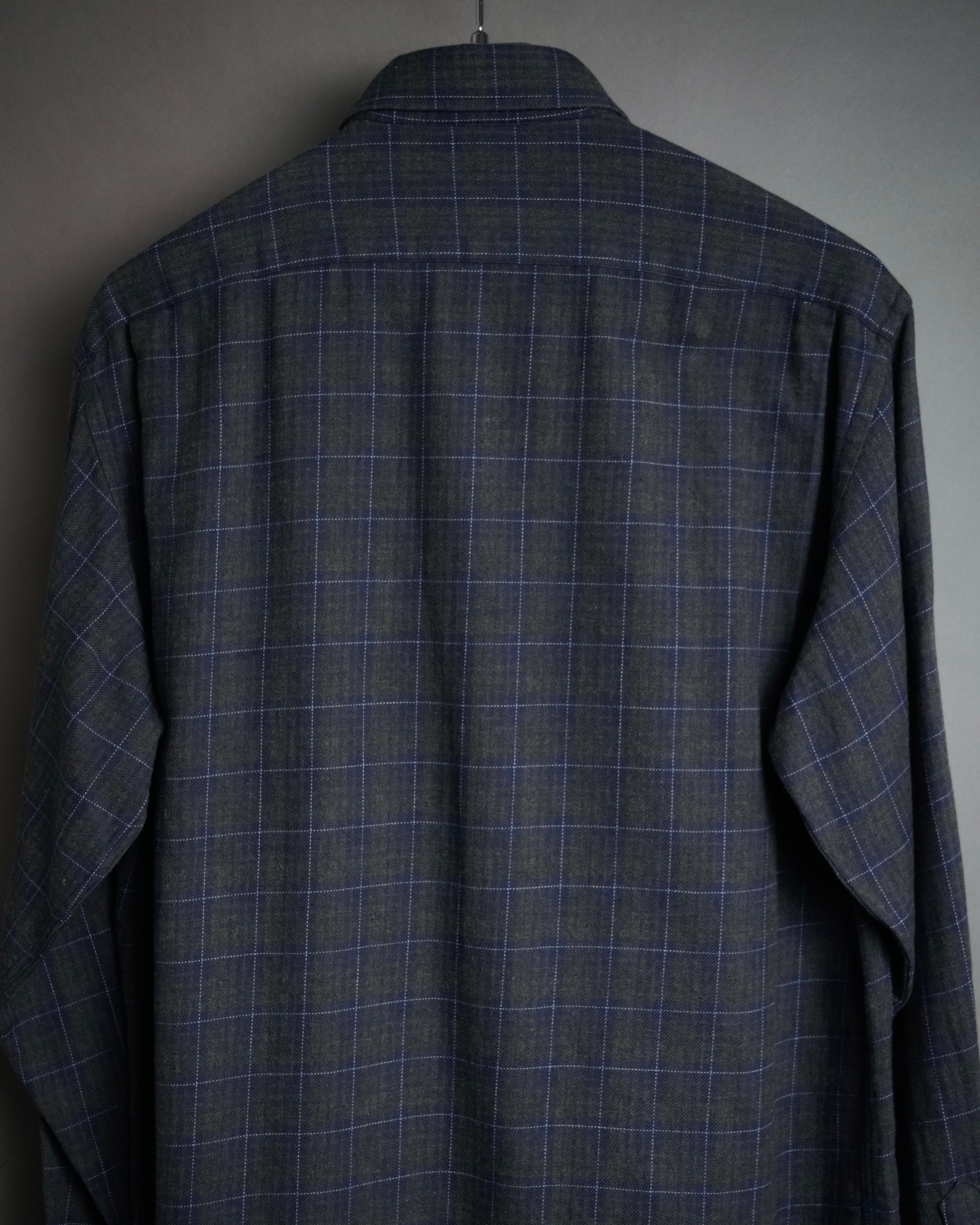 “HERMES” 90’s–00’s Windowpane cotton button down shirt