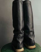 "Hermès" 90's-00's Minimal leather knee-high boots