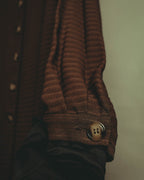 “YVES SAINT LAURENT” 80’s-90’s textured silk blend mandarin collar long shirt
