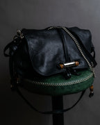 "GUCCI" Bamboo design combination chain shoulder leather bag