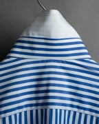 -MOOD MILLÉSIMES- 90’s-00’s vivid blue stripe wide-spread collar shirt