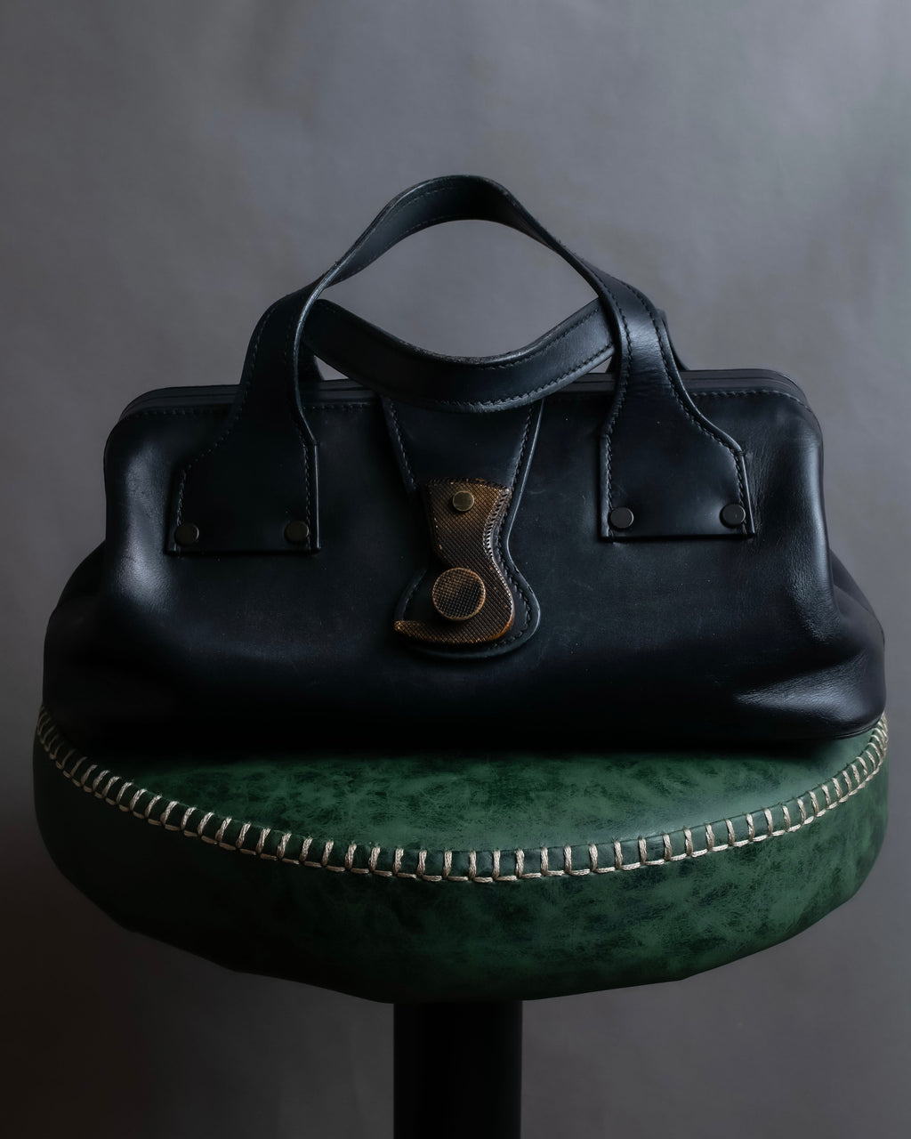 "GUCCI" Vintage gold metal fittings mini doctor bag