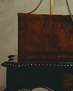 -SPECIAL- “LOEWE” 80’s-90’s embossed anagram suede shoulder bag