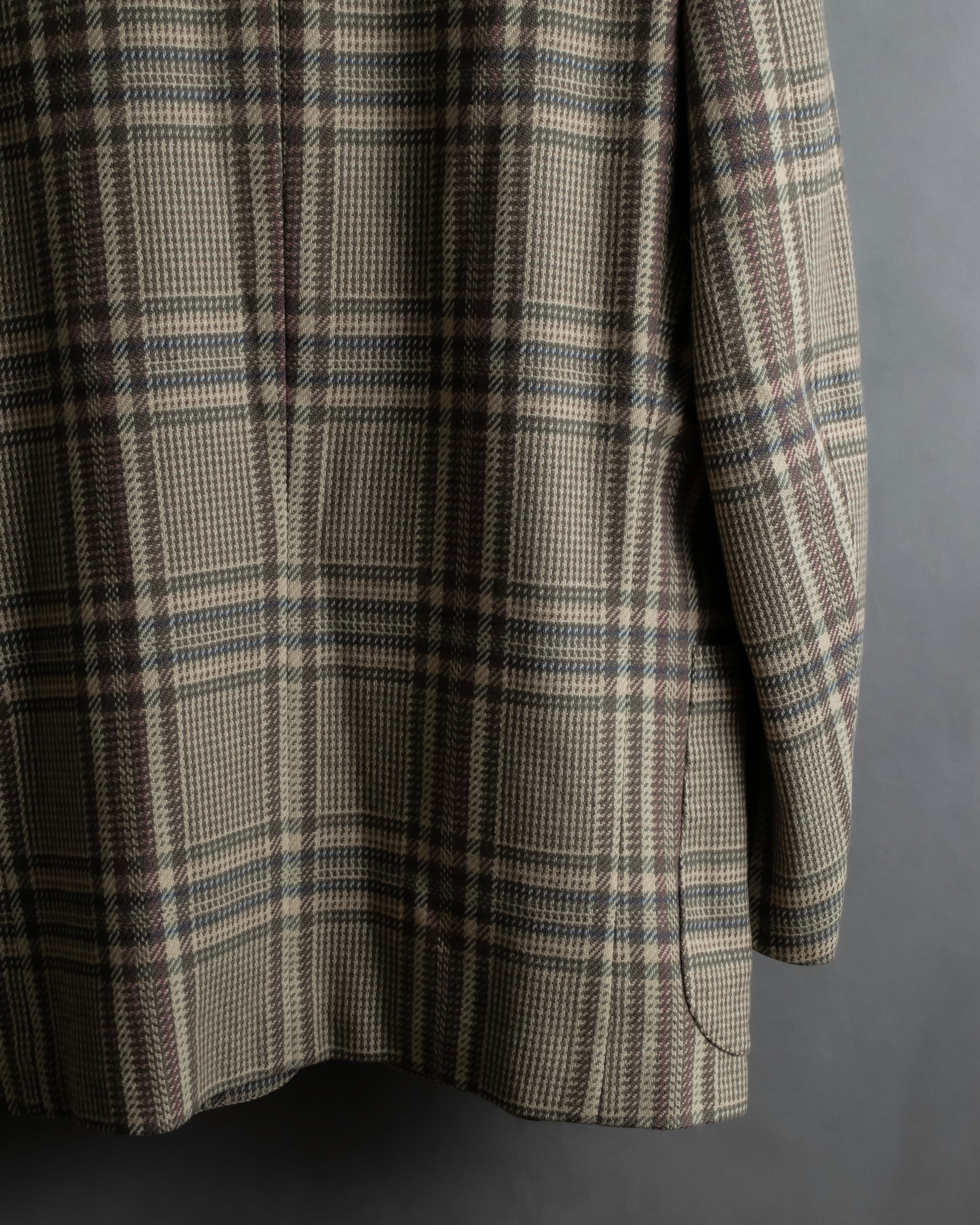 "BURBERRYS" Windowpane pattern tweed tailored jacket