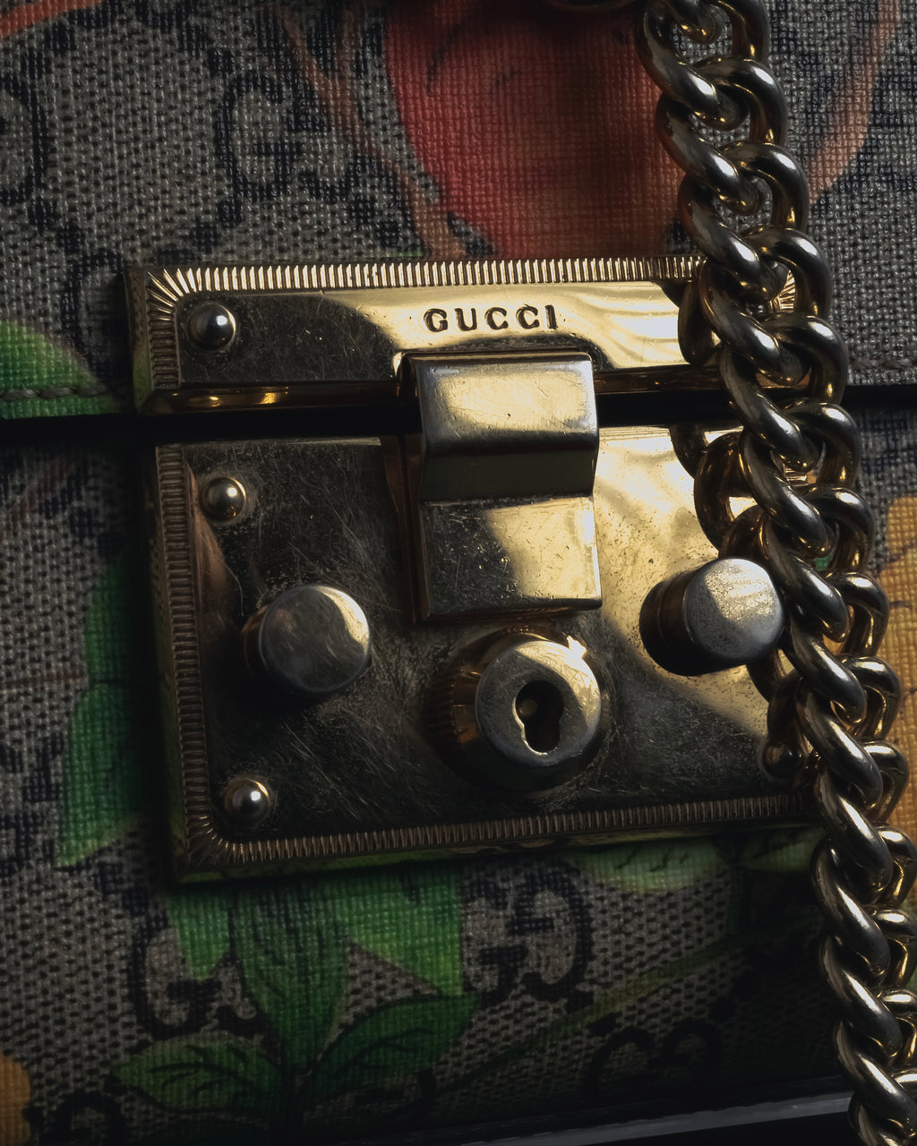 -SPECIAL- "GUCCI" Michele-era floral padlock design chain shoulder bag