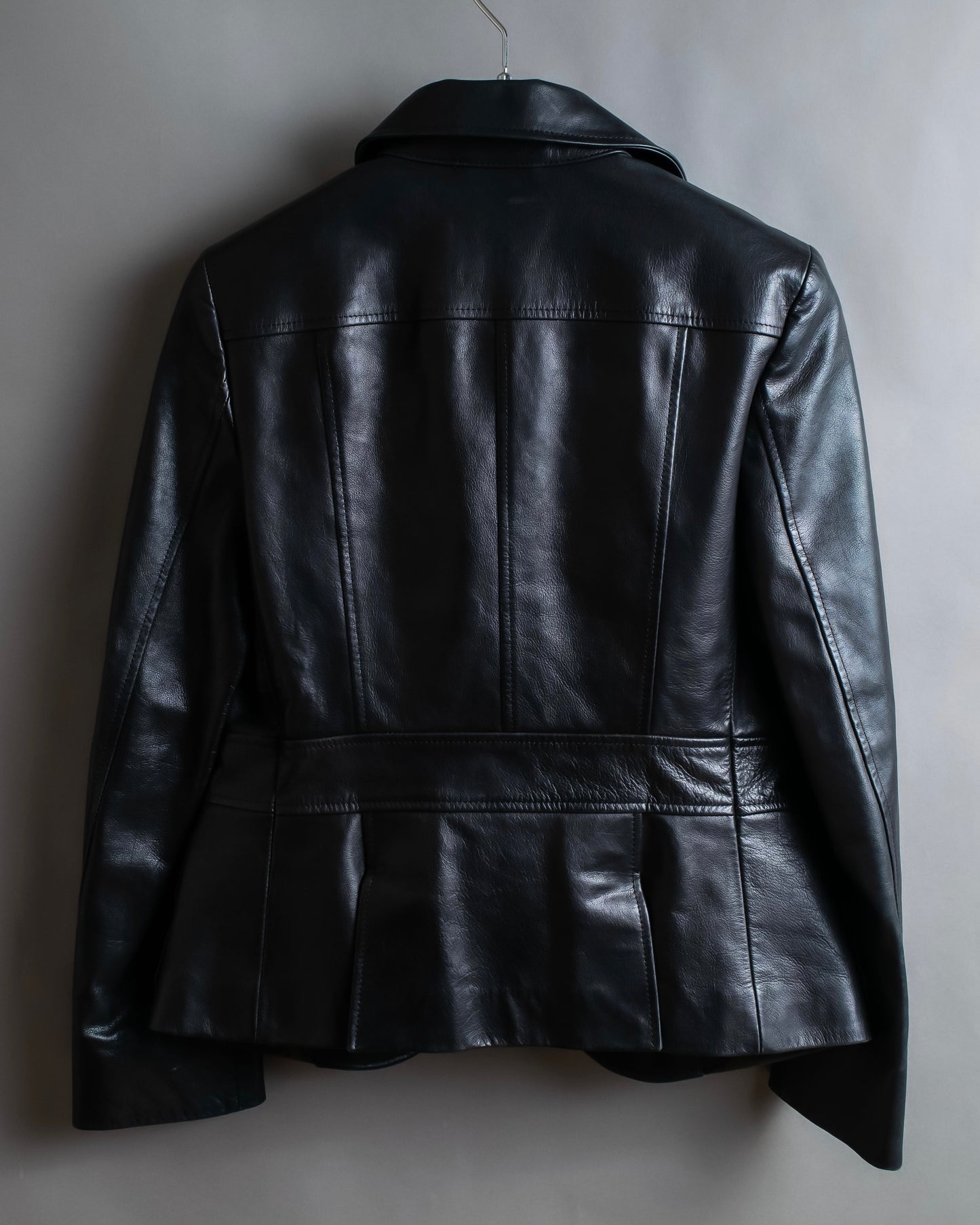 "BURBERRY" 100% cow leather Military pocket details short length jacket