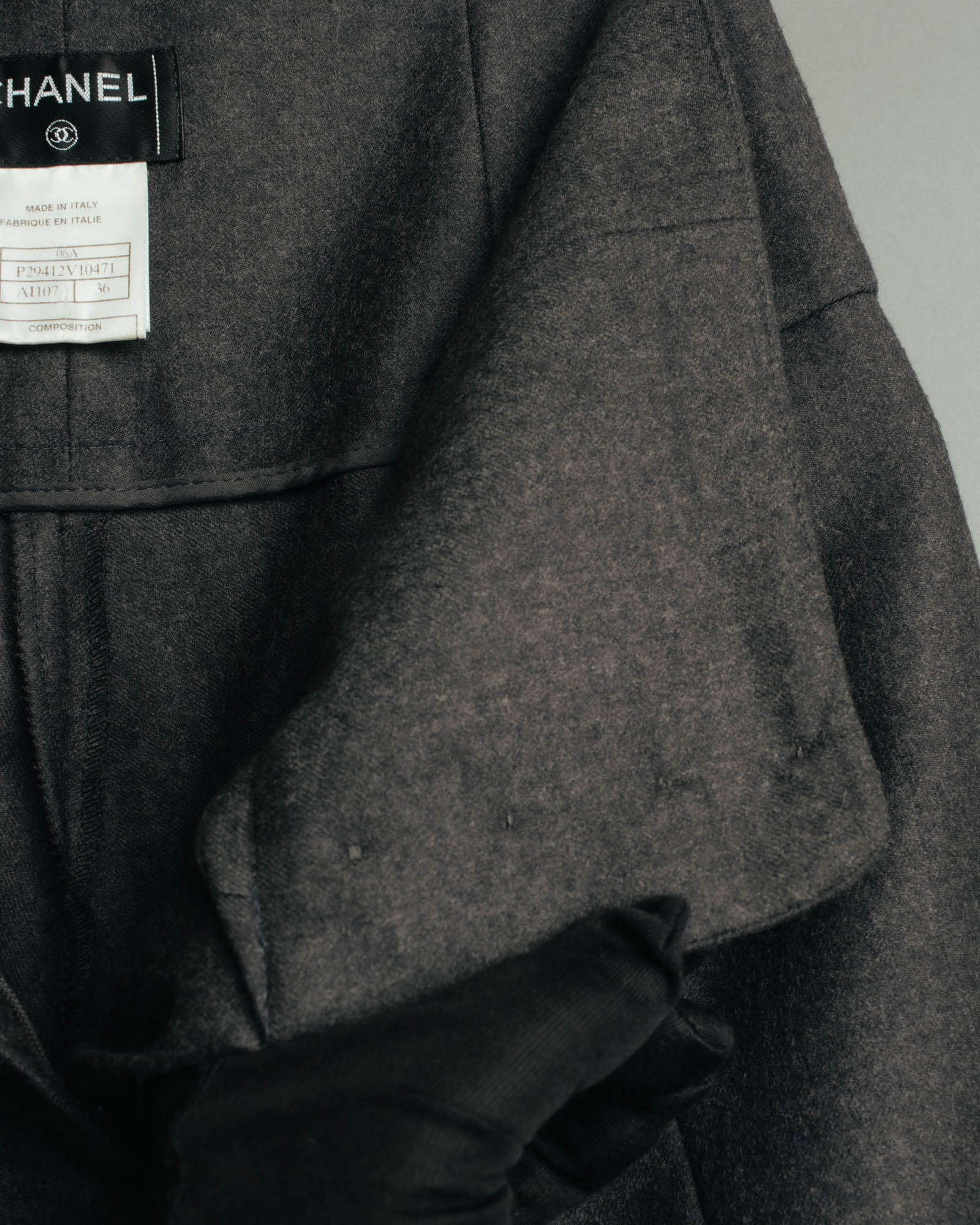 -SPECIAL- "CHANEL" 00's Soft wool cashmere wide leg trousers