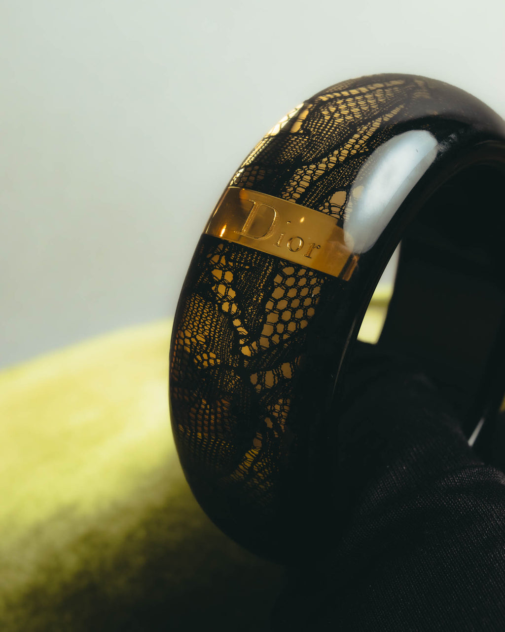 “Dior” 2002-2010 Lace embedded lucite bangle