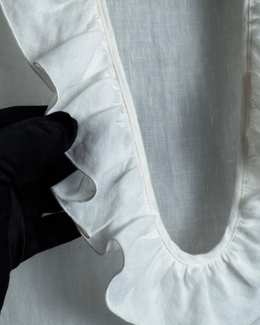 "GUCCI" Michele period ruffle round collar linen pullover shirt