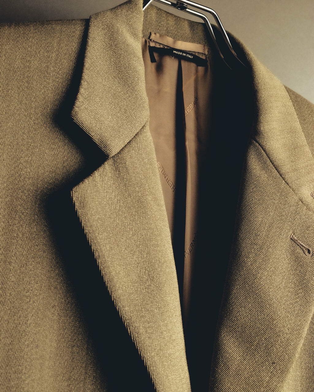 -SPECIAL- "Hermès" 80's-00's Leather collar tailored blazer