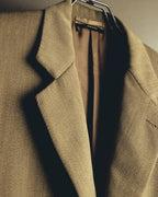-SPECIAL- "Hermès" 80's-00's Leather collar tailored blazer