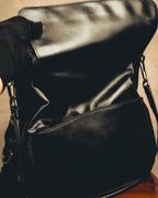 -SPECIAL- "Yves Saint Laurent" 00's Rive gauche black leather frame handbag