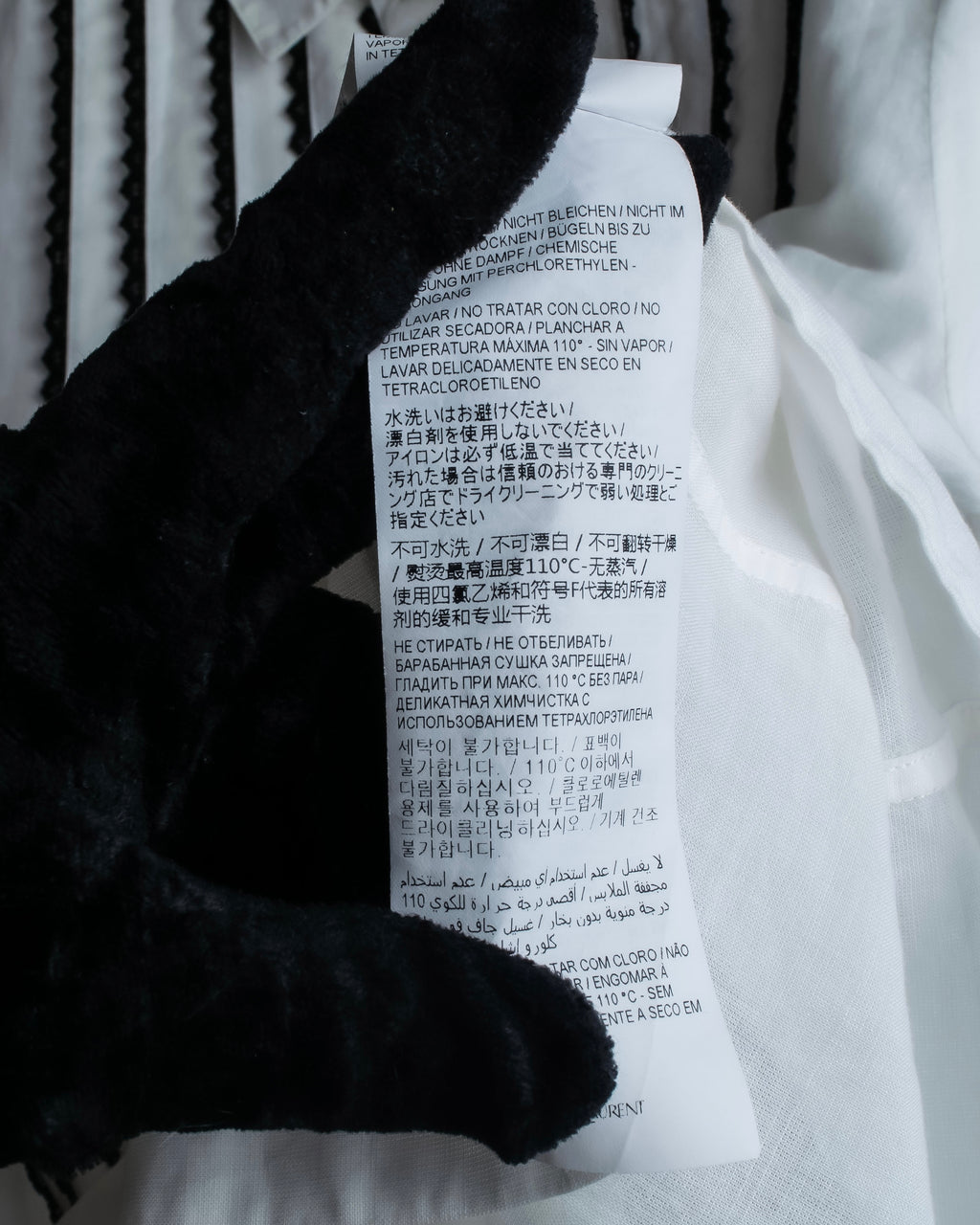 "Saint Laurent" 22SS Ribbon lace design tuxedo shirt