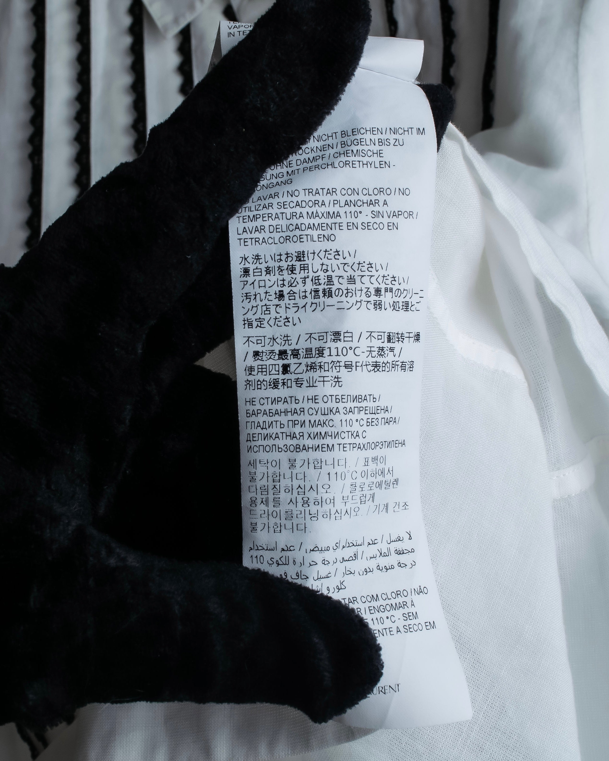 "Saint Laurent" 22SS Ribbon lace design tuxedo shirt