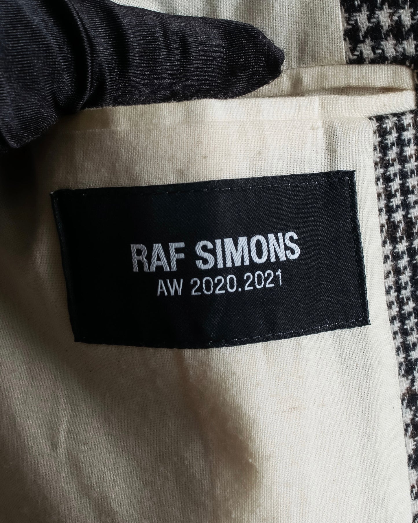 "RAF SIMONS" 20-21AW Glen check pattern tailored shape coat