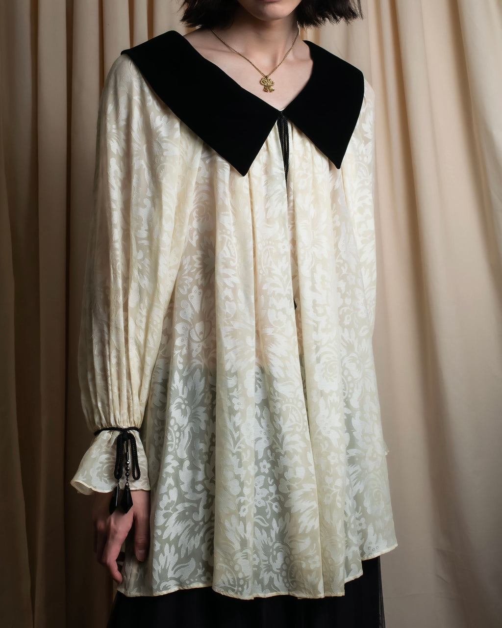 "Christian Dior" Jacquard balloon sleeve dress pullover