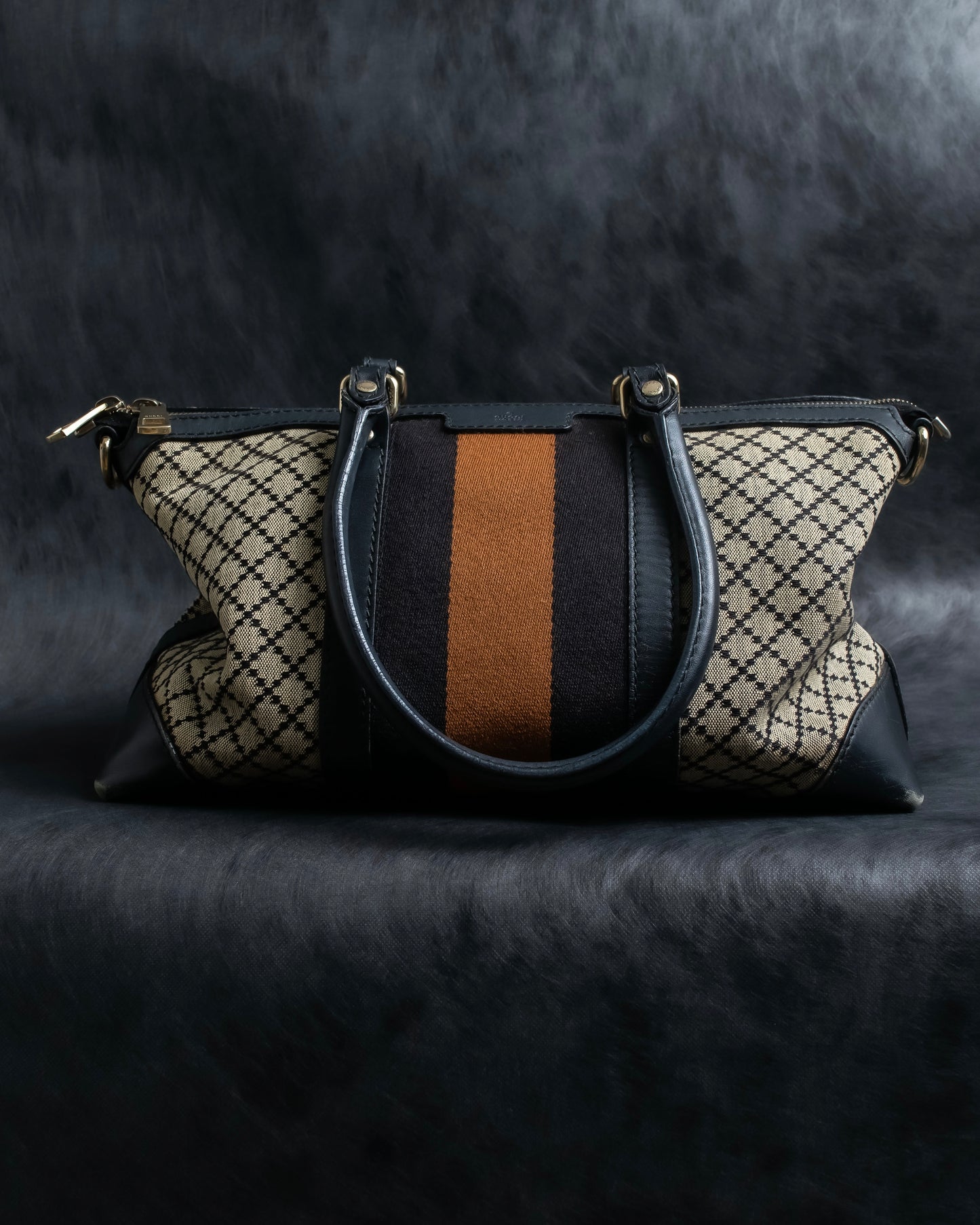 "GUCCI" Diamante pattern one handle canvas bag