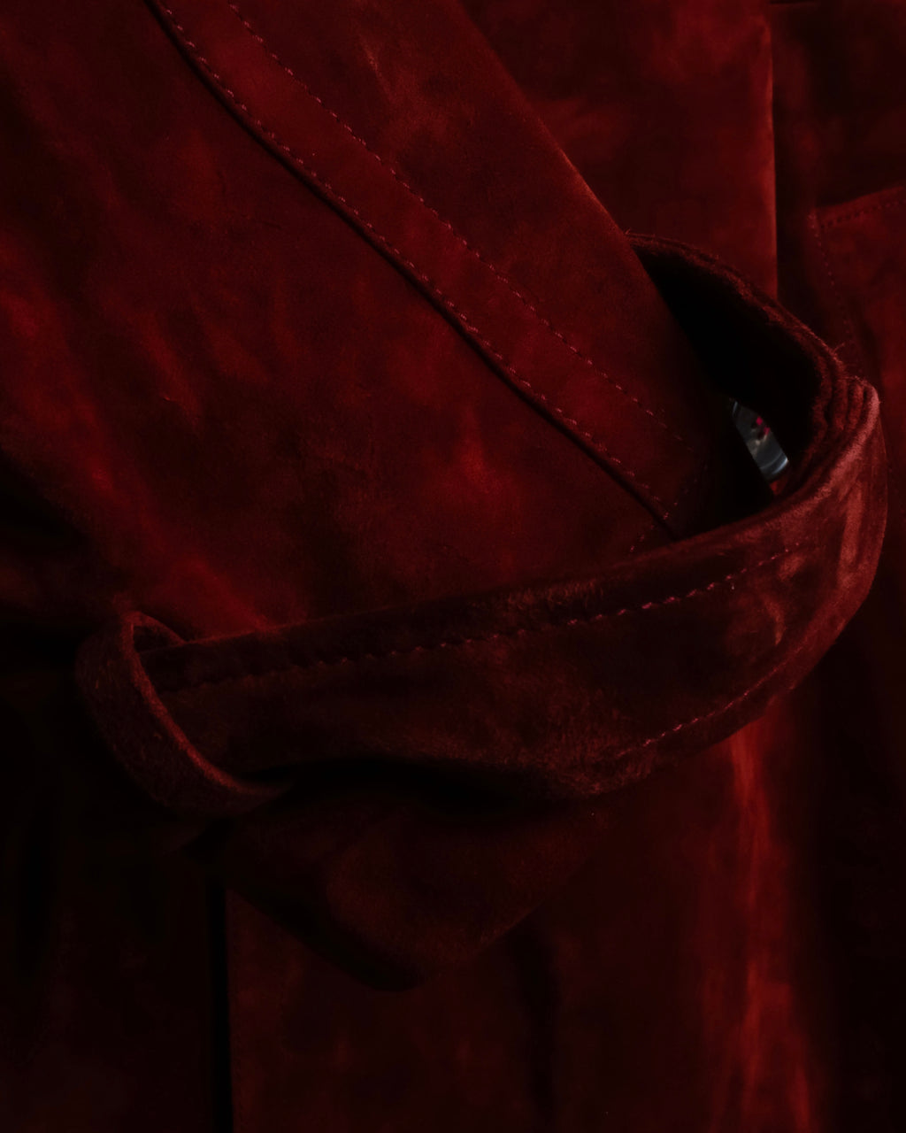 "GUCCI" 1990’s Tom Ford period deep red color suede long trench coat